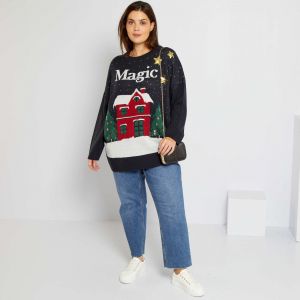 Дамски коледен пуловер макси размер