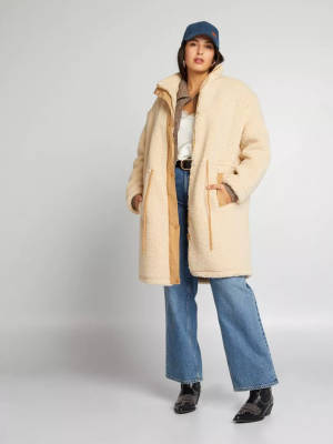 Голям размер дамско палто от шерп