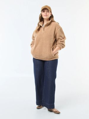 Дамска блуза шерпа с висока яка голям размер