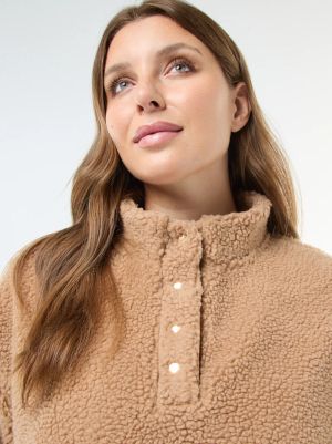 Дамска блуза шерпа с висока яка голям размер