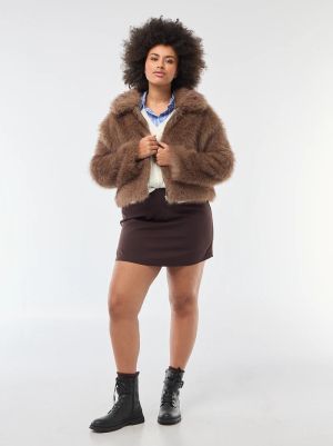 Дамско палто от еко кожа голям размер