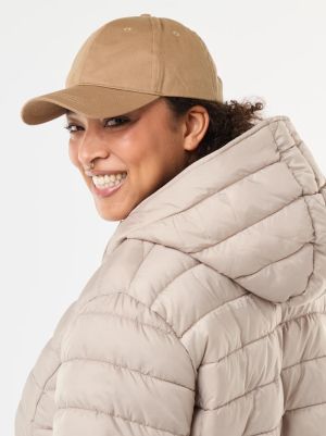 Дамско пухено яке с качулка 