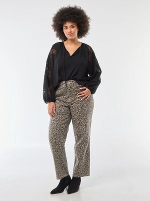 Голям размер дамска блуза с дантелени ръкави