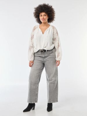 Голям размер дамска блуза с дантелени ръкави