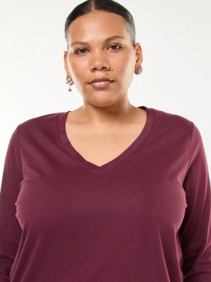 Голям размер дамска блуза с V-образно деколте