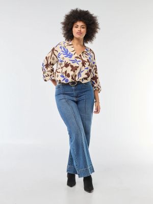 Голям размер дамска блуза с V-образно деколте