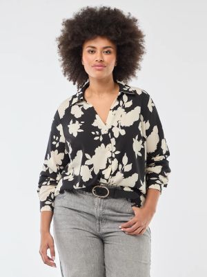 Голям размер дамска риза с креп ефект