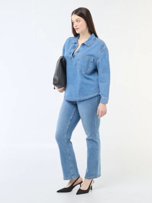 Дънкова блуза с права кройка