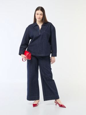 Дънкова блуза с права кройка