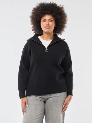 Дамски пуловер с висока яка с цип 