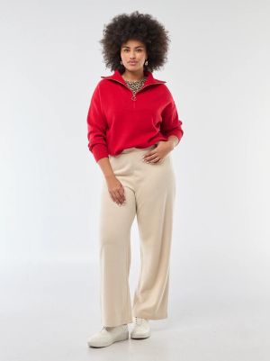 Дамски пуловер с висока яка с цип 