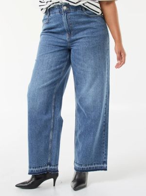 Дамски дънки с широки крачоли и ластик в колана