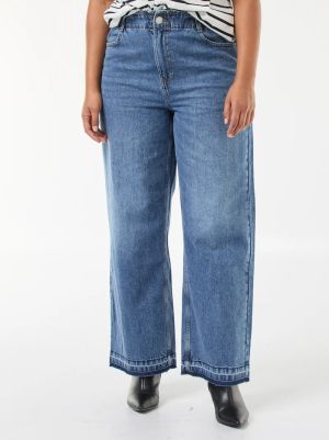 Дамски дънки с широки крачоли и ластик в колана