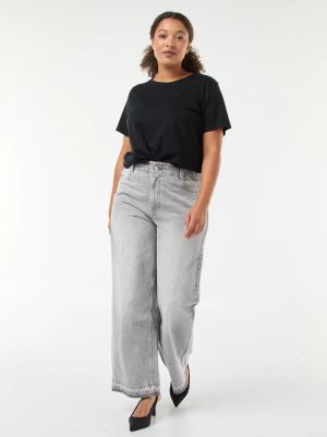 Дамски дънки с широки крачоли и ластик в колана