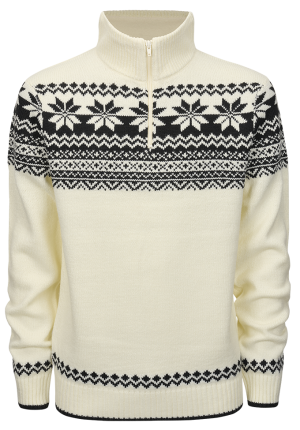 Мъжки плетен пуловер с висока яка с цип тип "Норвежки"