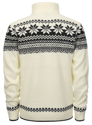 Мъжки плетен пуловер с висока яка с цип тип "Норвежки"