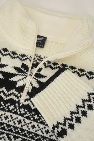 Мъжки плетен пуловер с висока яка с цип тип "Норвежки"