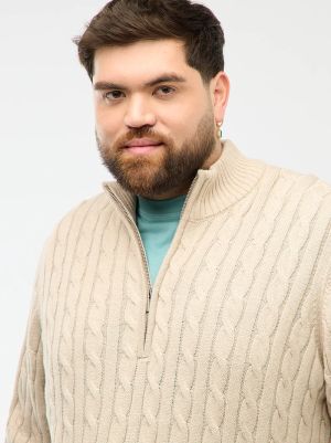 Мъжки плетен пуловер с висока яка и цип