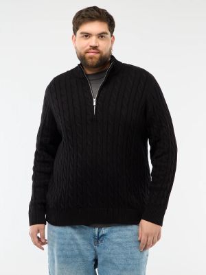 Мъжки плетен пуловер с висока яка и цип