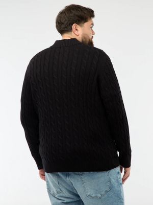 Мъжки плетен пуловер с висока яка и цип