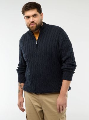 Мъжки плетен пуловер с висока яка и цип