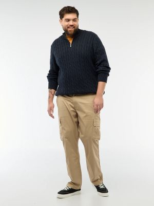 Мъжки плетен пуловер с висока яка и цип