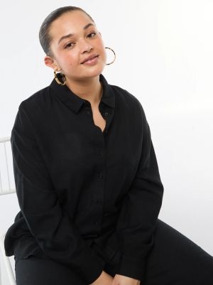 Ефирна риза дълъг ръкав  от ленен и памук