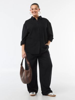 Ефирна риза дълъг ръкав  от ленен и памук