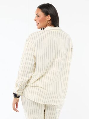 Ефирна риза дълъг ръкав  от ленен и памук