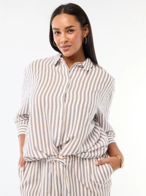 Ефирна риза дълъг ръкав  от ленен и памук