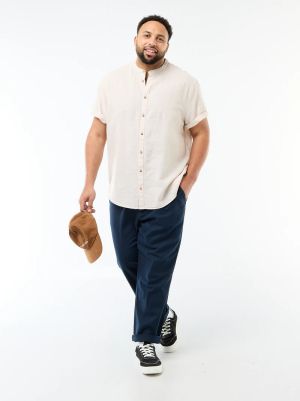 Широки ленен панталон голям размер