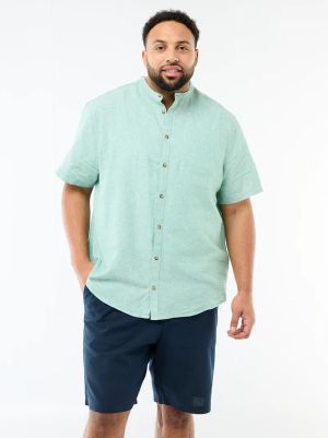 Ленена риза с мандарин яка голям размер