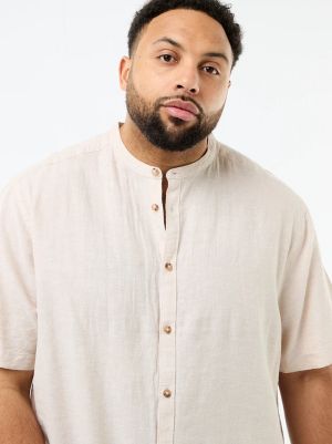 Ленена риза с мандарин яка голям размер