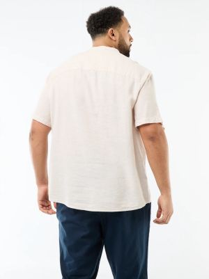 Ленена риза с мандарин яка голям размер