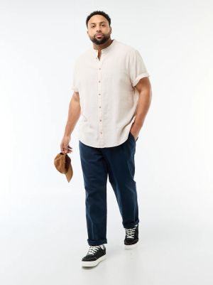 Ленена риза с мандарин яка голям размер