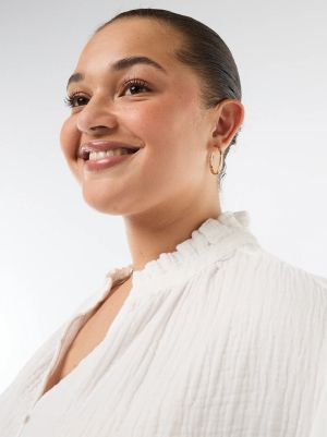 Дамска блуза от памучен плат с набрана яка