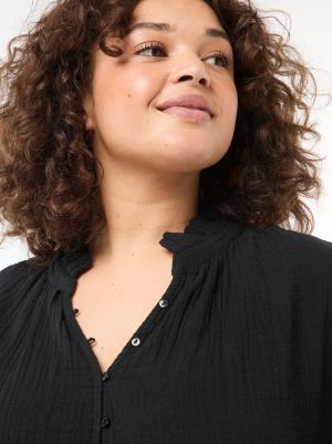 Дамска блуза от памучен плат с набрана яка