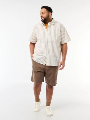 Голям размер мъжки ленени бермуди