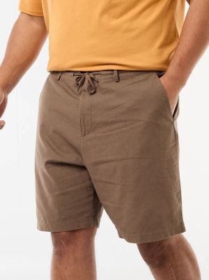 Голям размер мъжки ленени бермуди