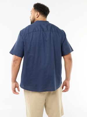 Ленена риза с мандарин яка голям размер