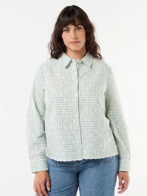 Риза с бродерия на капси и вълнообразни детайли