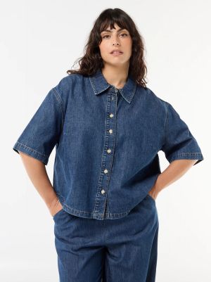 Дънкова риза с къс ръкав 