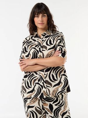 Дамска ленена риза с къс ръкав