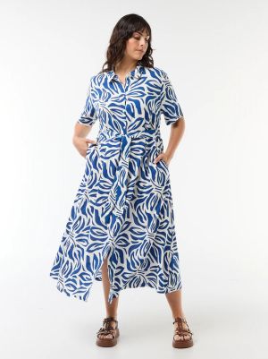 Рокля  с къс ръкав и кафява на бели точки