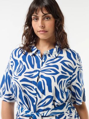 Рокля  с къс ръкав и кафява на бели точки