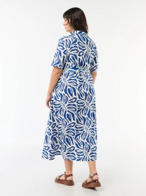 Рокля  с къс ръкав и кафява на бели точки