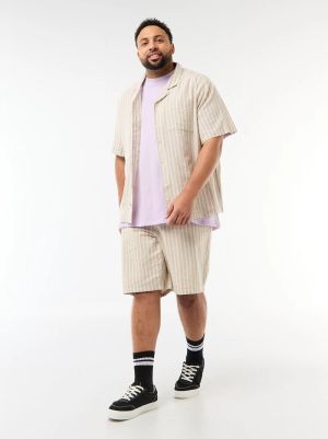 Голям размер мъжки ленени бермуди