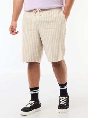 Голям размер мъжки ленени бермуди