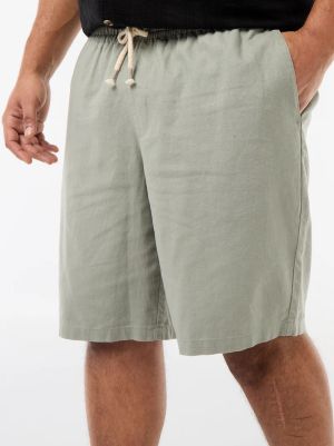 Голям размер мъжки ленени бермуди