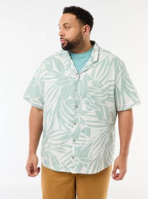 Мъжка ленена риза с къс ръкав макси размер